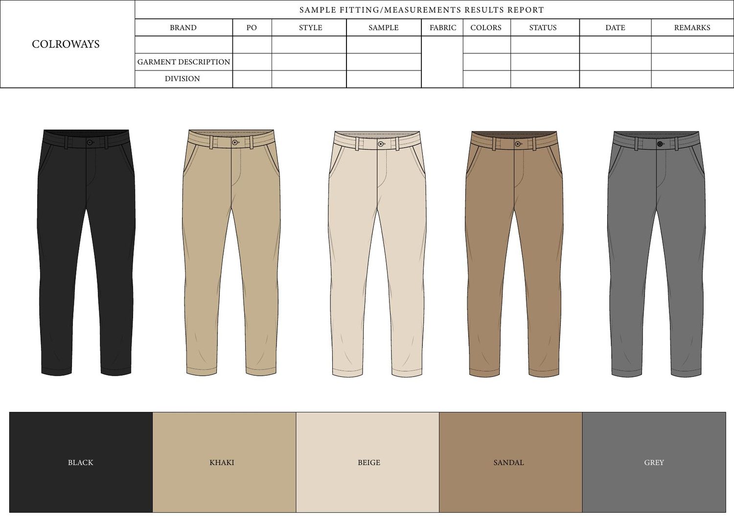 Chino pant tech pack — first page